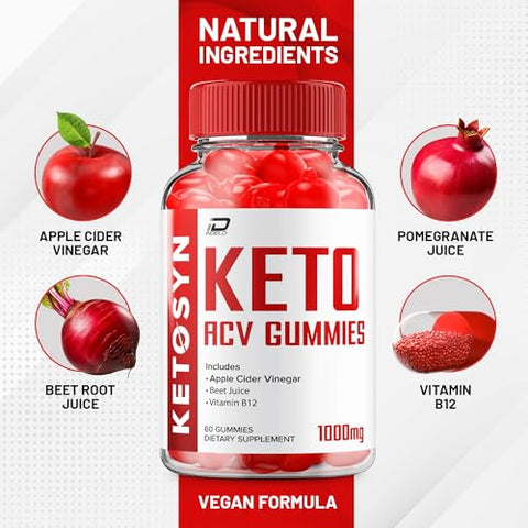 Indelo - Ketosyn ACV Gummies Fórmula Avançada – Ação Rápida e Extra Forte, Avaliações Ketosyn ACV Gummies, B12 (3 Pacotes – 180 Gummies)