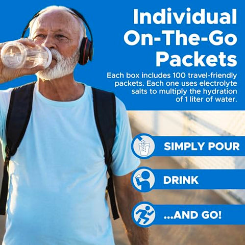 Pó de Eletrólitos para Hidratação (100 Pacotes) – Solução de Reidratação Rápida, Fórmula Hidratante Essencial, Combate a Desidratação em Treinos e Esportes - TRIORAL