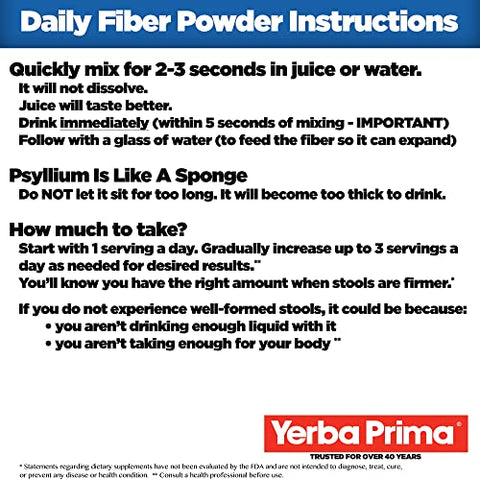 Daily Fiber Formula – 20 oz Pó (Pacote com 2) – Sem Sabor, Mistura Concentrada de Fibras Solúveis/Insolúveis, Casca de Semente de Psyllium, Goma de Acácia, Suplemento de Fibra de Maçã – 400g - Yerba Prima