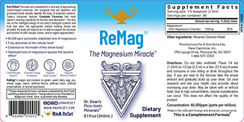 ReMag Magnésio Líquido de Alta Absorção, Experimente o Milagre do Magnésio, Cloreto de Magnésio – por Dra. Carolyn Dean, 240 ml (2-Pack) - RnA ReSet