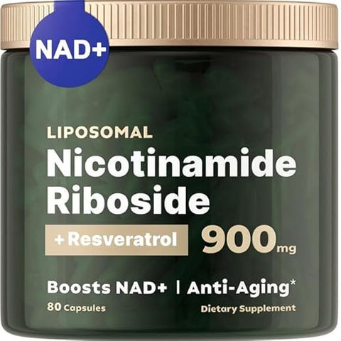 Generic - NAD Liposomal Nicotinamide Riboside 900mg, Resveratrol, Quercetina – Alta Pureza para Energia e Foco – 80 Cápsulas