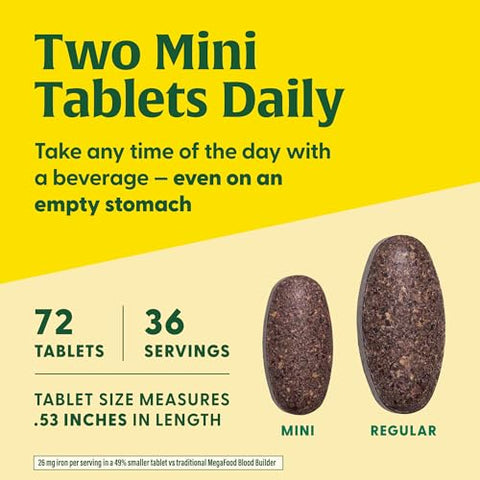 Blood Builder Minis – Aumenta os Níveis de Ferro Clinicamente Comprovado sem Efeitos Colaterais – Ferro com Vitamina C, Vitamina B12 | MegaFood Blood Builder Minis – Aumenta Ferro sem Efeitos Colaterais - MegaFood