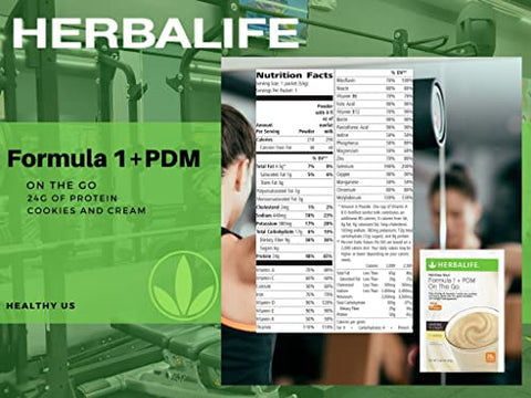 Formula 1 PDM On The Go: 24g de Proteína 7 Pacotes por Caixa (Cookies and Cream Vanilla), Energia e Nutrição com Proteína, Sustenta Energia e Sacia a Fome - Herbalife