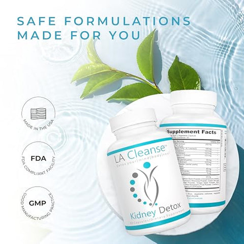 LA Cleanse - Suplemento de Suporte Renal – 60 Cápsulas – 200 mg Extrato de Cranberry com Raiz de Astragalus, Pó de Folha de Uva Ursi