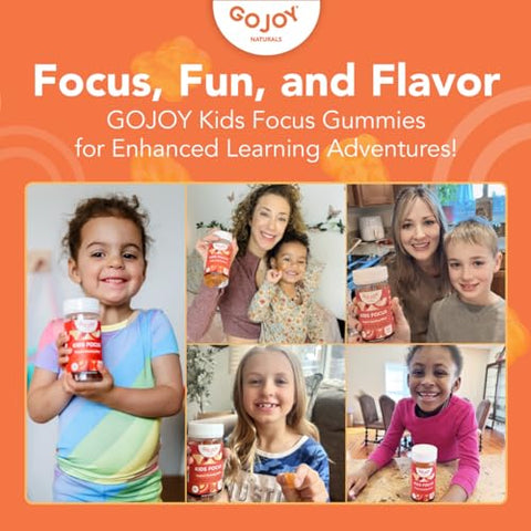 GOJOY NATURALS - Kids Focus Gummies – Foco 7-em-1 para Crianças | Suplemento de Concentração | 60 gummies
