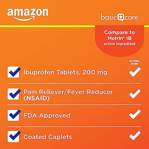 Ibuprofeno 200 mg, Analgésico/Antitérmico, 500 Comprimidos - Amazon Basic Care