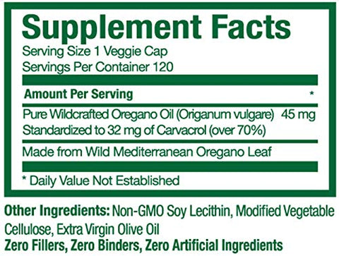 Gold Source Labs - Óleo de Orégano Selvagem em Cápsulas – 120 Softgels Líquidos de Vegetais – Extrato Puro Padronizado de Folha de Orégano Selvagem oferece 70%% de Carvacrol (32 mg) para a Saúde do Sistema Imunológico – Não OGM, Vegano