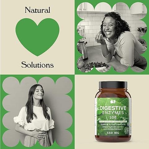 Complete Natural Products - Superalimento Natural à Base de Plantas – Enzimas Digestivas, Probióticos, Amilase, Bromelina, Lipase – 100 Cápsulas 600mg