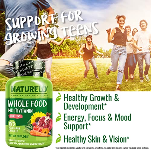 Multivitamínico Integral para Adolescentes – Vitaminas e Minerais para Meninos e Meninas Adolescentes – Suplemento para Crianças Ativas – com Alimentos Integrais Orgânicos – Não-OGM – Vegano - NATURELO