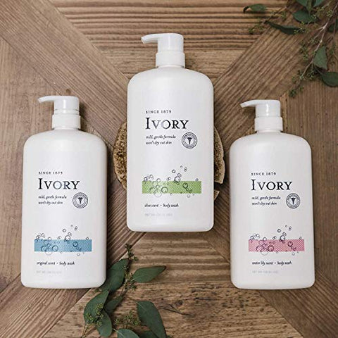 PURE HOMEMAKER - Ivory Body Wash – Sabonete Líquido Ivory Original com Bomba para o Corpo. Mime-se com este sabonete hidratante com bomba para o corpo de 1 litro, cada um com esponja de banho