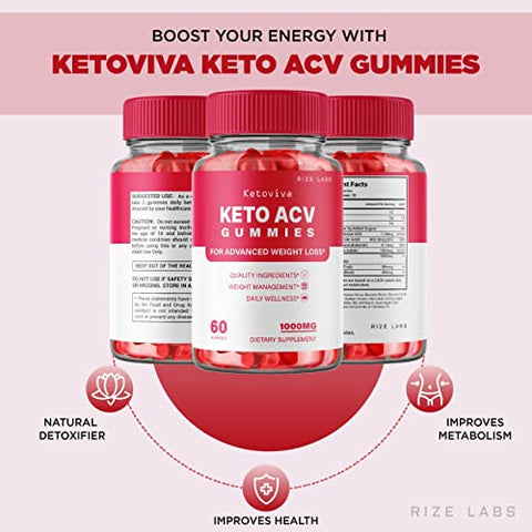 rize labs - (3 Pacotes) Gomas Ketoviva Keto – Gomas Ketoviva Keto ACV para Perda de Peso Avançada com Vinagre de Maçã – Forte Ação contra Gordura Abdominal – Gomitas Extra Potentes