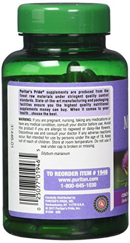 Puritan's Pride - Puritan’s Pride Extrato de Cardo Mariano 4:1 1000 Mg Cápsulas Softgels (Silymarin), 180 Unidades (Pacote com 2)