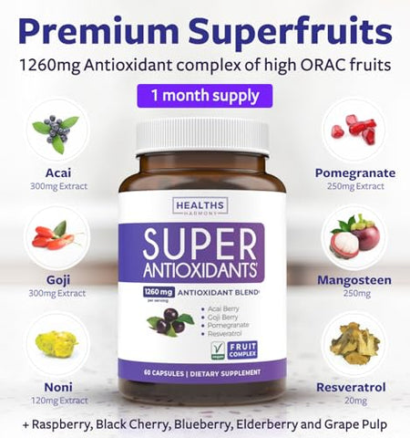 Healths Harmony - Suplemento Poderoso de Super Alimentos Antioxidantes – Açaí, Goji, Romã – 100g