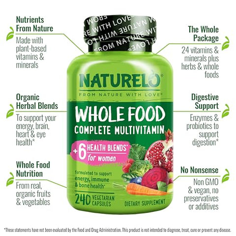 Multivitamínico para Mulheres – Vitaminas e Minerais – Alimentos Integrais – Marca NATURELO - NATURELO