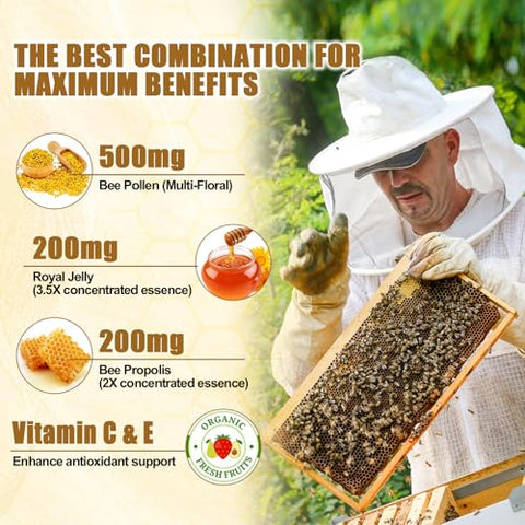 Edmmyliy - Gomas Orgânicas de Pólen de Abelha com Geleia Real – 100g