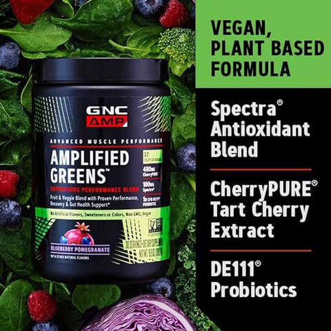 Superfoods Amplified Greens Blue Pomegranate – Superalimento Potencializado com Romã Azul – 100g - GNC