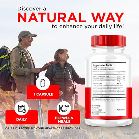 NutraRize - (2 Pacotes) Sweet Relief Suporte de Glicogênio – Limpador de Vasos Sanguíneos Sweet Relief, Cápsulas Sweet Relief, Fórmula Avançada para Bem-Estar Geral, Avaliações SweetRelief (120 Cápsulas)