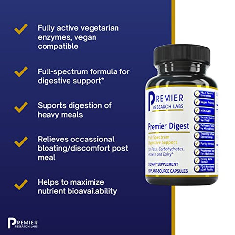 Enzimas Digestivas Ativas com Probióticos e Prebióticos | Suporte Digestivo Completo – com Amilase, Protease | 100g - Premier Research Labs