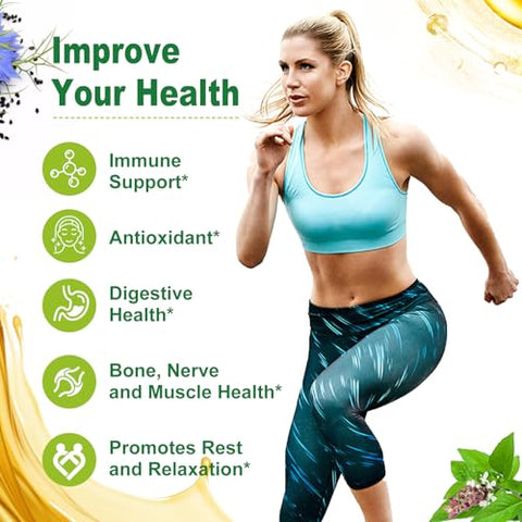 Nature's live - Óleo de Orégano Nature’s Live 6000mg com Óleo de Semente Negra 200mg, 2 em 1 Suplemento de Óleo de Orégano para Saúde Imunológica, Alto Teor Concentrado de Carvacrol