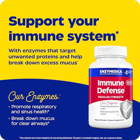 Enzyme Defense – Fórmula Especializada de Enzimas para Suporte ao Sistema Imunológico, Vegano, Kosher, 180 Cápsulas (180 Porções) - Enzymedica