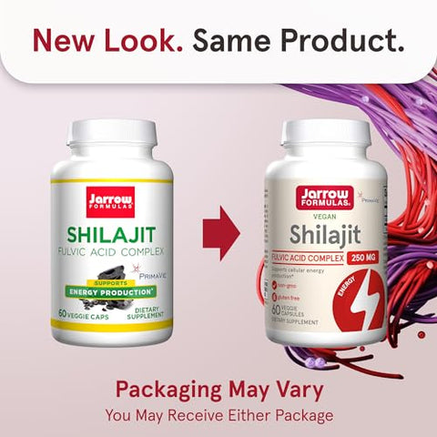 Shilajit 250 mg: Suplemento Alimentar para Energia Celular, 60 Cápsulas Vegetais - Jarrow Formulas
