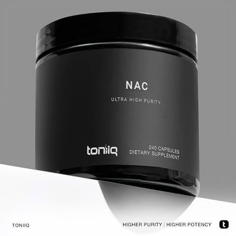 1300mg NAC – 4 Meses de Fornecimento – Pureza Testada Mín. 98%% – Suplemento de Cisteína NAC de Alta Potência e Bioacessibilidade – 240 Cápsulas Vegetarianas de N Acetil Cisteína – Testado em Laboratório TQ - Toniiq