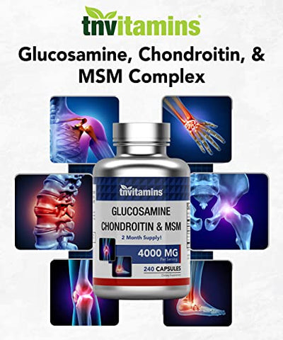 tnvitamins - Glucosamina e Condroitina – Fórmula Avançada para Saúde das Articulações – 60 Cápsulas