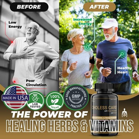 Helix Heal - Suplemento de Colesterol – Cápsulas de Suporte aos Triglicerídeos c/ Alho Orgânico Inodoro, Pimenta Caiena, Fitosteróis p/ Níveis Normais de Colesterol HDL e LDL c/