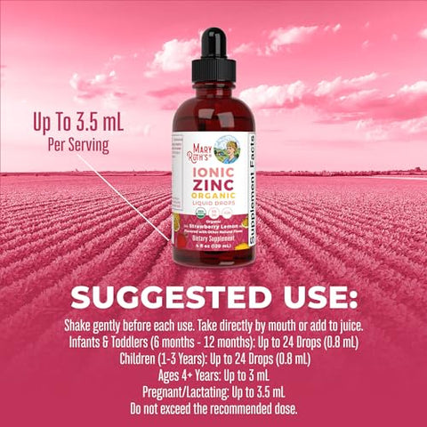 Zinco Iônico Morango Limão, 118 ml (4 fl oz) - MaryRuth Organics