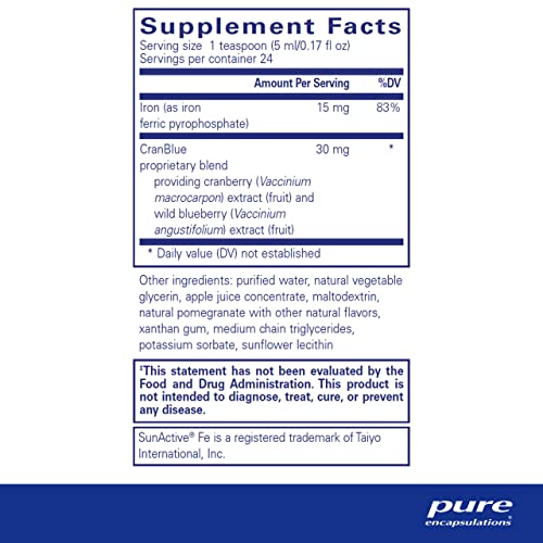 Ferro Líquido | Suplemento Hipoalergênico Suporta a Função de Hemoglobina e Mioglobina | 120 ml - Pure Encapsulations