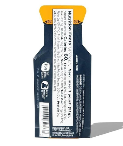 Alitaver - Transcend Gel de Glicose 15g Aumenta Rapidamente o Açúcar no Sangue – Sabor Laranja