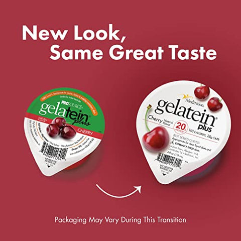 Medtrition - Gelatein Plus Cherry: 20g de proteína. Ideal para dietas líquidas, dificuldades de deglutição, diálise e oncologia. Ótimo lanche pré ou pós-treino. (12 unidades)