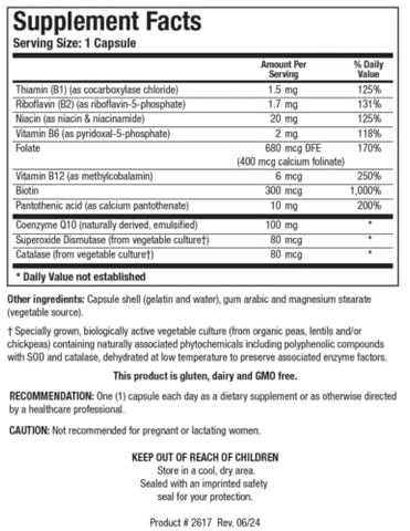 Coq Zyme 100 Plus – 100mg de coenzima Q10 emulsificada, Vitaminas do Complexo B. 60 comprimidos - Biotics Research