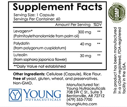 Advanced – Fórmula de Alta Absorção, Palmitoiletanolamida (PEA) Luteolina e Polidatina, Suporte ao Sistema Nervoso, 60ct - Mirica