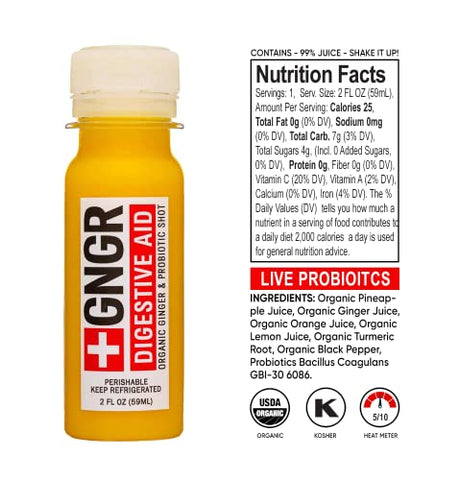 GNGR - Pack com 24 Shots Variados de Gengibre Orgânico para Impulsionar a Imunidade – Shots de Gengibre Prensado a Frio para Suporte Digestivo e Imunológico Natural – Nada Artificial – Orgânico USDA (2g)