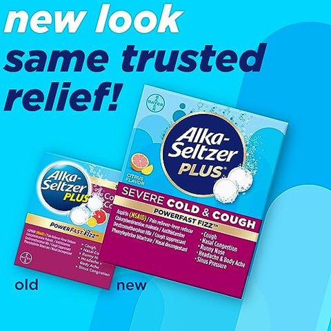 ALKA-SELTZER PLUS - Alka-Seltzer Plus Severe, Resfriado – Alívio Rápido e Eficaz – 20 Comprimidos