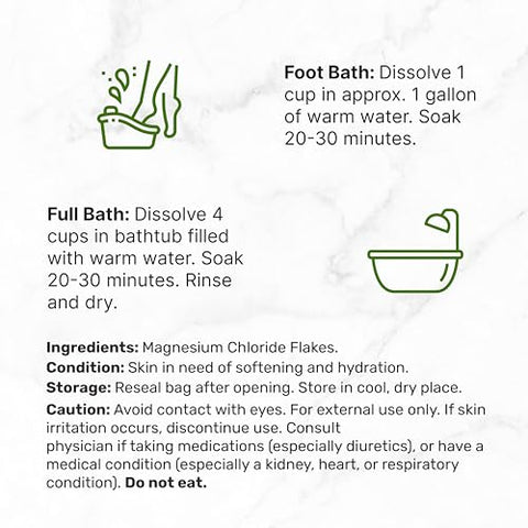 DEAL SUPPLEMENT - Unscented Magnesium Flakes, 10lbs – Pure Magnesium Chloride – Natural Epsom Salt Substitute – Highly Concentrated – Great for Foot Soak or Full Bath – Hydrates Skin & Promotes…