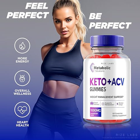 rize labs - (2 Pacotes) Gomas Metabolic Solutions Keto ACV, Gomas Metabolic Solutions Keto ACV para Perda de Peso Avançada, Suplemento Fórmula Avançada, Avaliações Metabolicsolutions (120 Gomas)