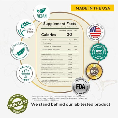 Esentai - Suplemento de Cogumelo Orgânico em Gomas – Reforço Imunológico, Energia Natural, Cérebro – Marca: [Nome da Marca]