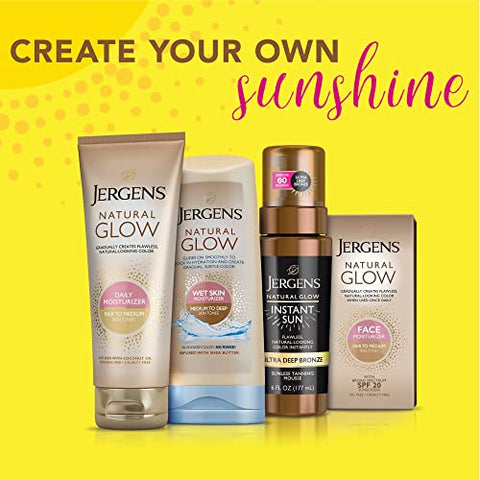 Jergens Natural Glow - Jergens Autobronzeador Natural Glow Instant Sun Mousse Autobronzeadora, Ultra Bronzeado Profundo, 177 ml, Pack com 2 unidades