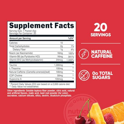 Energy Complex Stickpack (20 Porções) Sabor Fruta Punch – Sem Glúten e Não-OGM | Nutricost Energético em Sachê – 20 Porções | Sabor Fruta Punch – Sem Glúten e Não-OGM - Nutricost