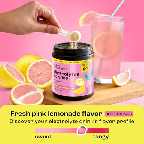 Pó de Eletrólitos Multivitamínico Sem Açúcar – Limonada Rosa Fresca – Resistência – 500g - KEY NUTRIENTS