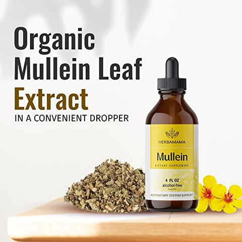 HERBAMAMA - Tintura de Folha de Verbascum – Limpeza Pulmonar – Gotas Veganas de Verbascum – Desintoxicação Pulmonar – Suporte Respiratório e Imunológico – Extrato Líquido de Suplemento Natural 120 ml