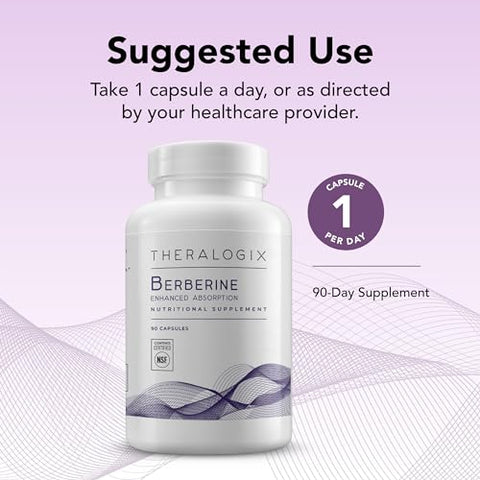 Berberine Enhanced Absorption – Suprimento de 90 Dias – Feito com Berberina Fitosoma para Apoiar o Metabolismo Saudável - Theralogix