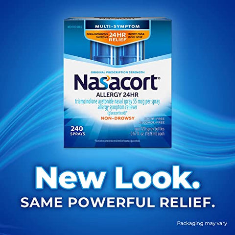 24HR Spray Nasal para Adultos, Não Sonolento – Alívio de Alergia - Nasacort