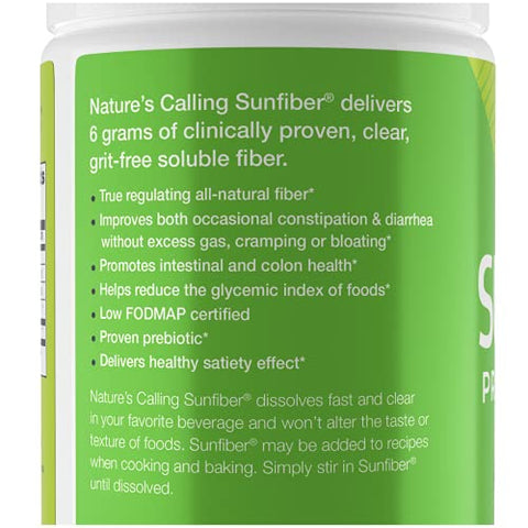 NATURE'S CALLING - NATURE’S CALLING – Suplemento de Fibra Natural | Suave | Não-OGM | Baixo FODMAP | Sunfiber | Prebiótico, 30 Porções (210g)