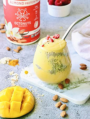 OCTONUTS - Proteína em Pó de Amêndoa de Baunilha, 21 Ounce (595g), Feita com Amêndoas da Califórnia, 14g de Proteína Vegetal, Keto, Paleo Friendly, Vegano, Sem Glúten, 17 Porções