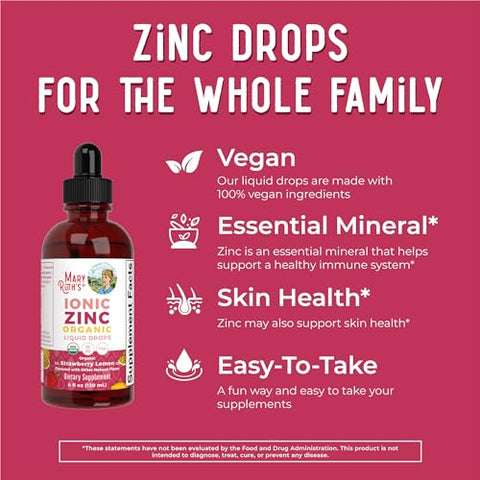 Zinco Iônico Morango Limão, 118 ml (4 fl oz) - MaryRuth Organics