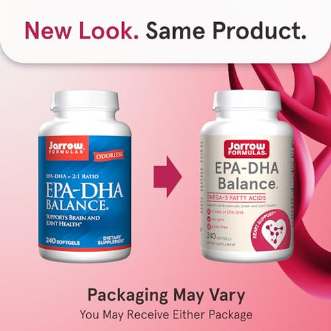 EPA-DHA Balance – Ômega-3 1.200 mg para Suporte Cardiovascular – 240 Softgels, 120 Dias de Suprimento - Jarrow Formulas