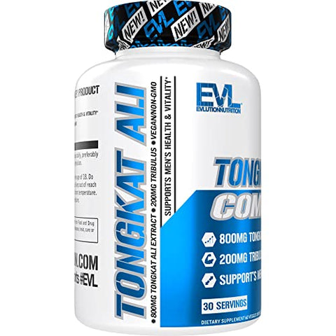 Nutrition Tongkat Ali – Suplemento Vitalidade para a Saúde Masculina – 800mg Tongkat Ali 200mg Tribulus – Suporte de Desempenho – Cápsulas Veganas Livres de Glúten – 30 Porções - Evlution